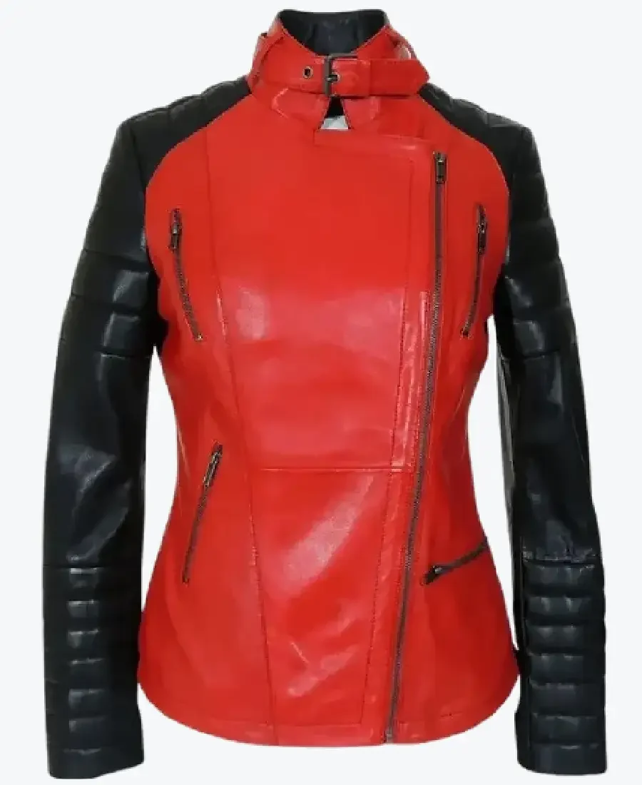 Women Red And Black Leather Biker Jackets women red and black leather biker jackets rare jacket