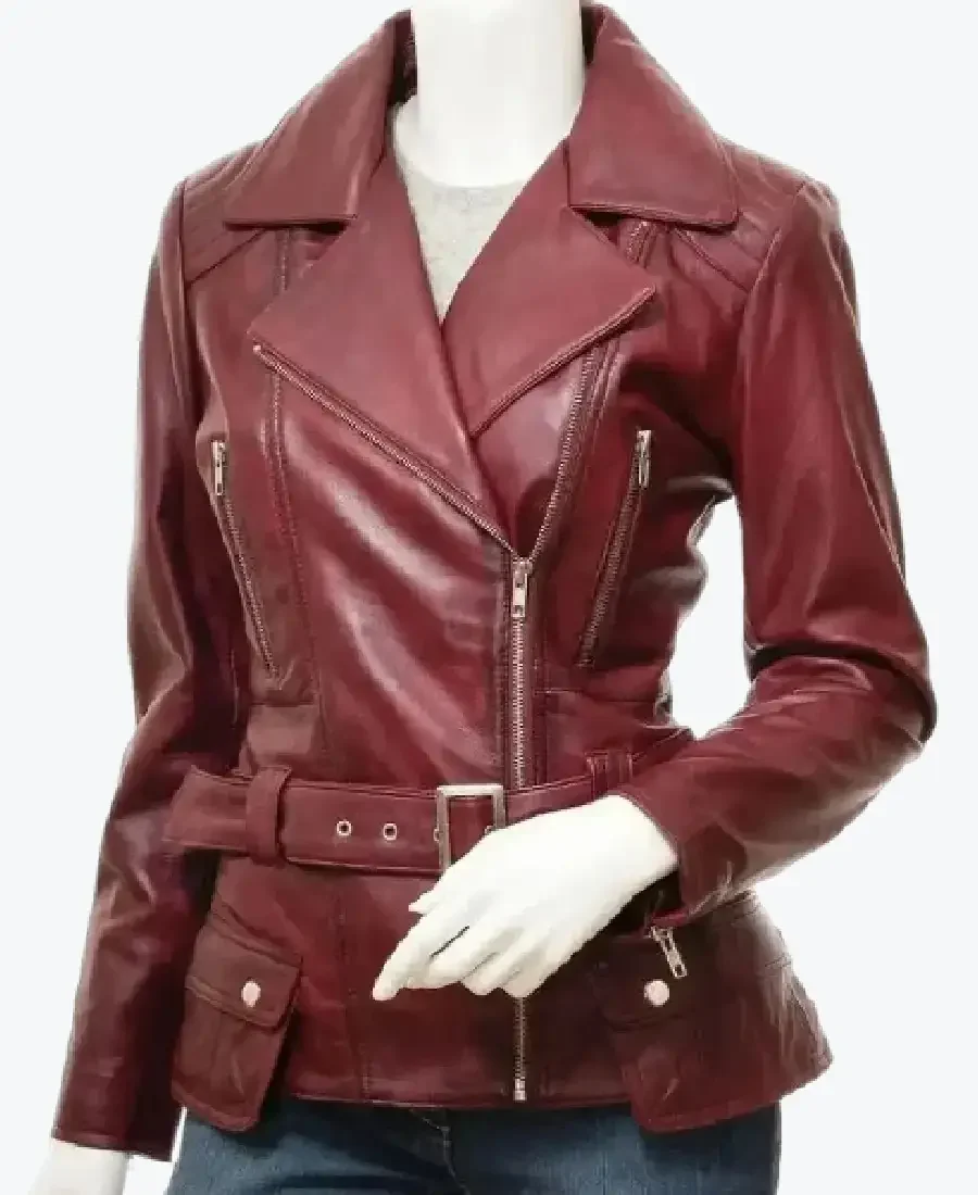 Women Vintage Burgundy Leather Biker Jackets women vintage burgundy leather biker jackets rare jacket