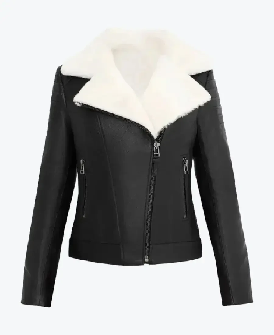 Women’s Mullet Black Shearling Leather Jacket Rare Jacket