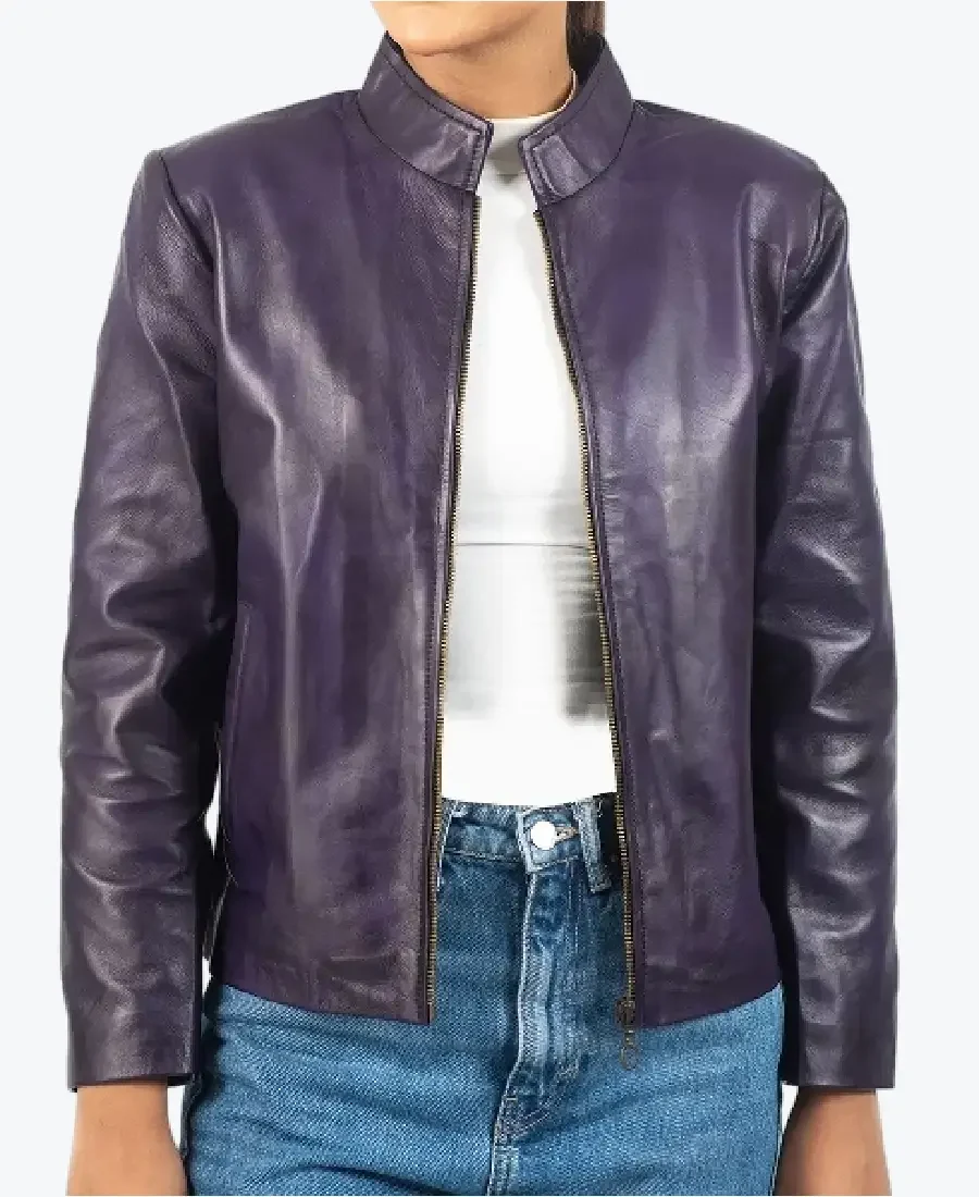 Brandy Women’s Purple Biker Leather Jacket brandy women’s purple biker leather jacket - rare jackets