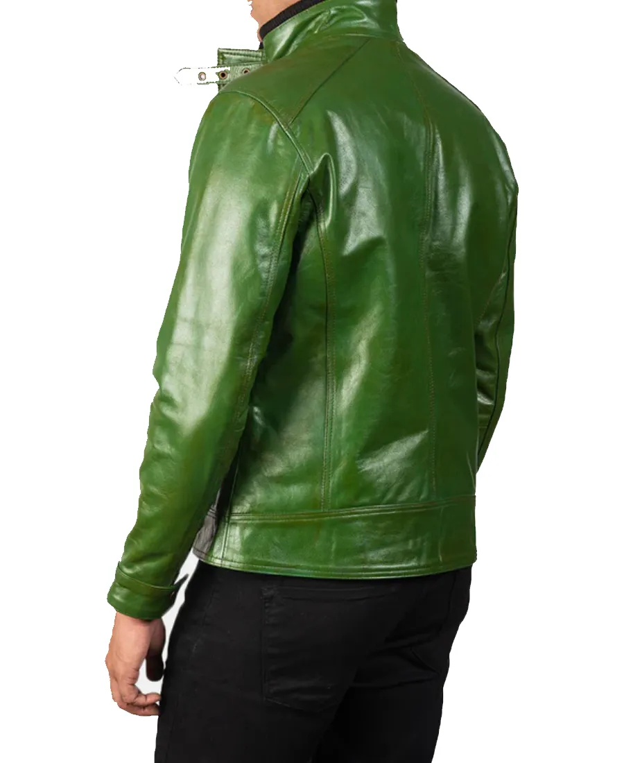 Alternative view of Darren Green Biker Leather Jacket