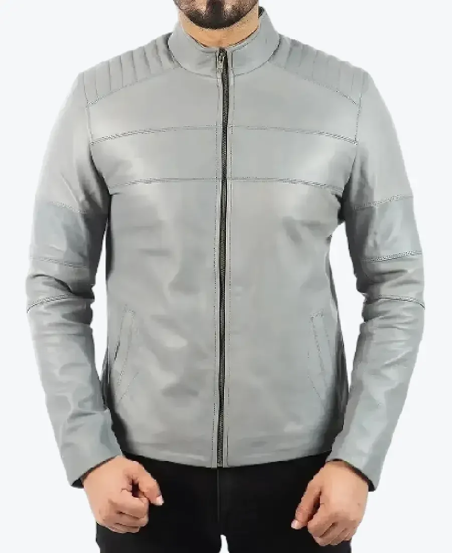 Harry Men’s Grey Leather Biker Jackets Rare Jacket