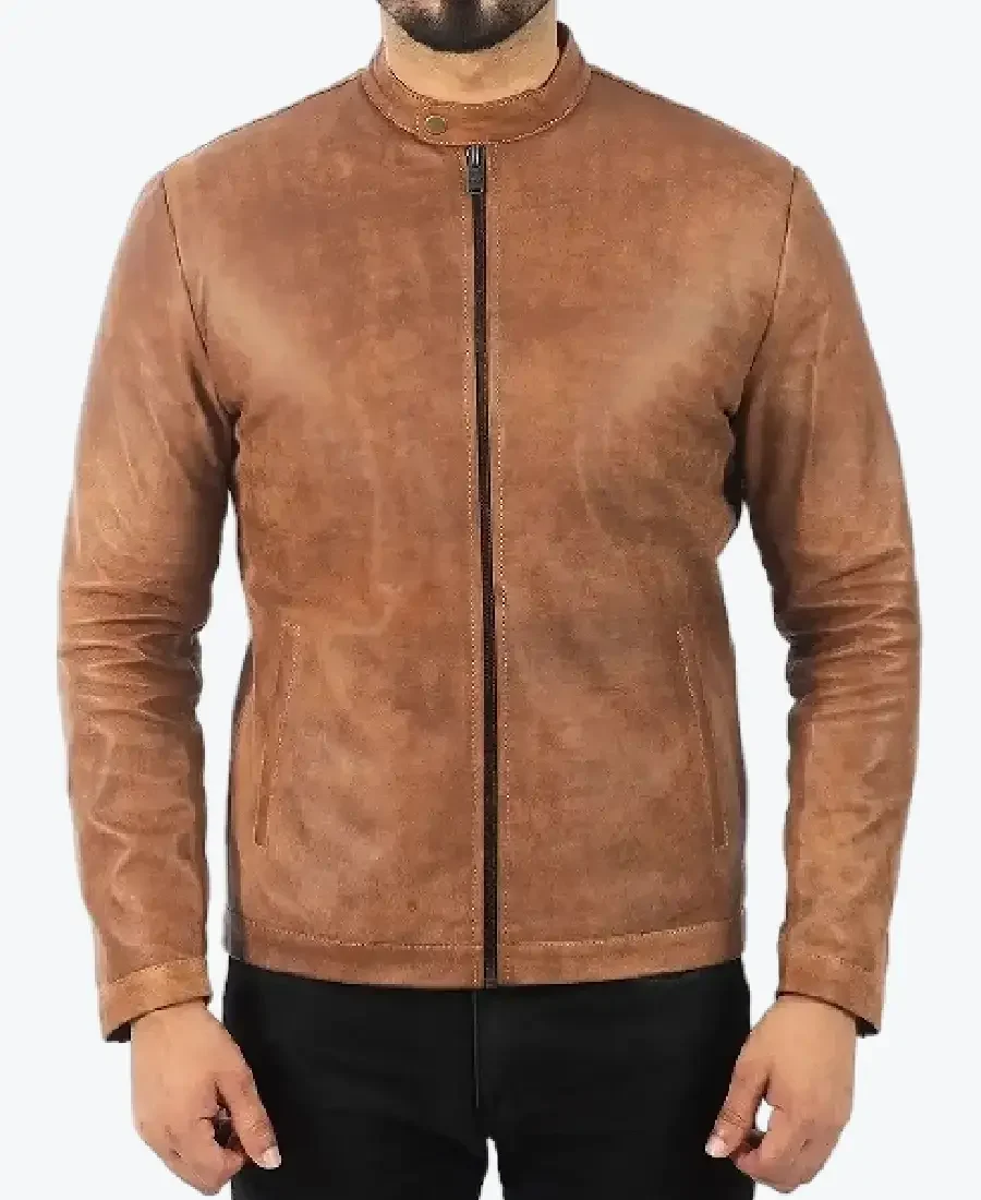 Larry Men’s Distressed Brown Leather Biker Jackets Rare Jacket