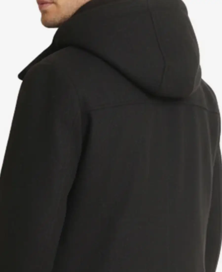 Men'S Black Hooded Duffle Wool Coat 4 Men'S Black Hooded Duffle Wool Coat - Image 4