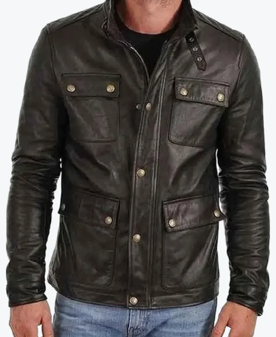 Men’s Four Pocket Black Biker Leather Jackets men’s four pocket black biker leather jackets rare jacket
