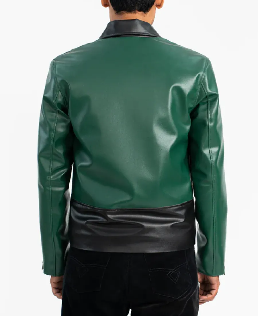 Alternative view of Men's Green Groove Faux Leather Jacket
