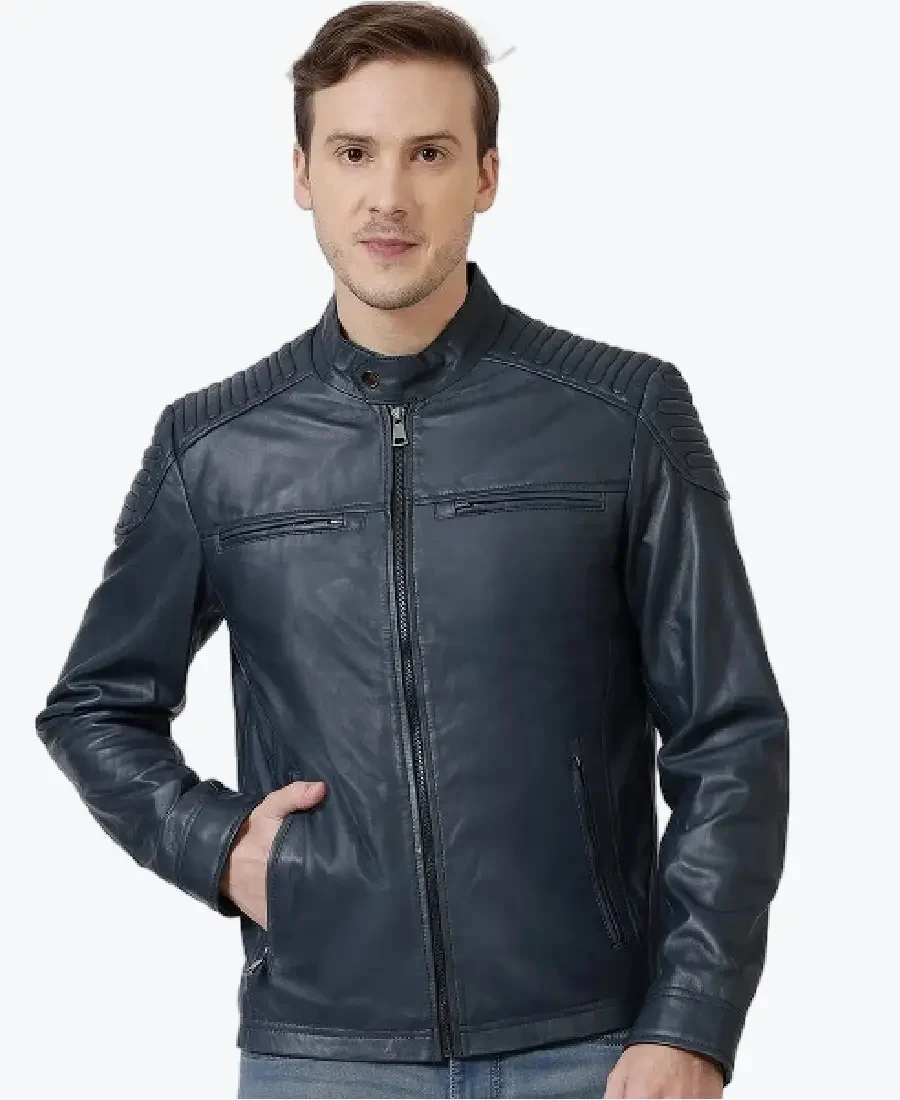 Men'S Navy Leather Biker Jacket men's navy leather biker jacket