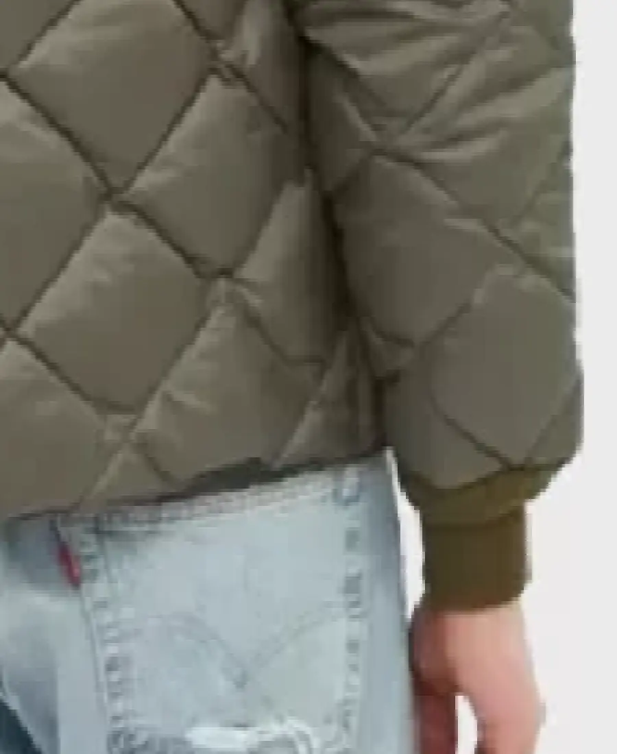 Men'S Olive Quilted Puffer Jacket 4 Men'S Olive Quilted Puffer Jacket Sleeves