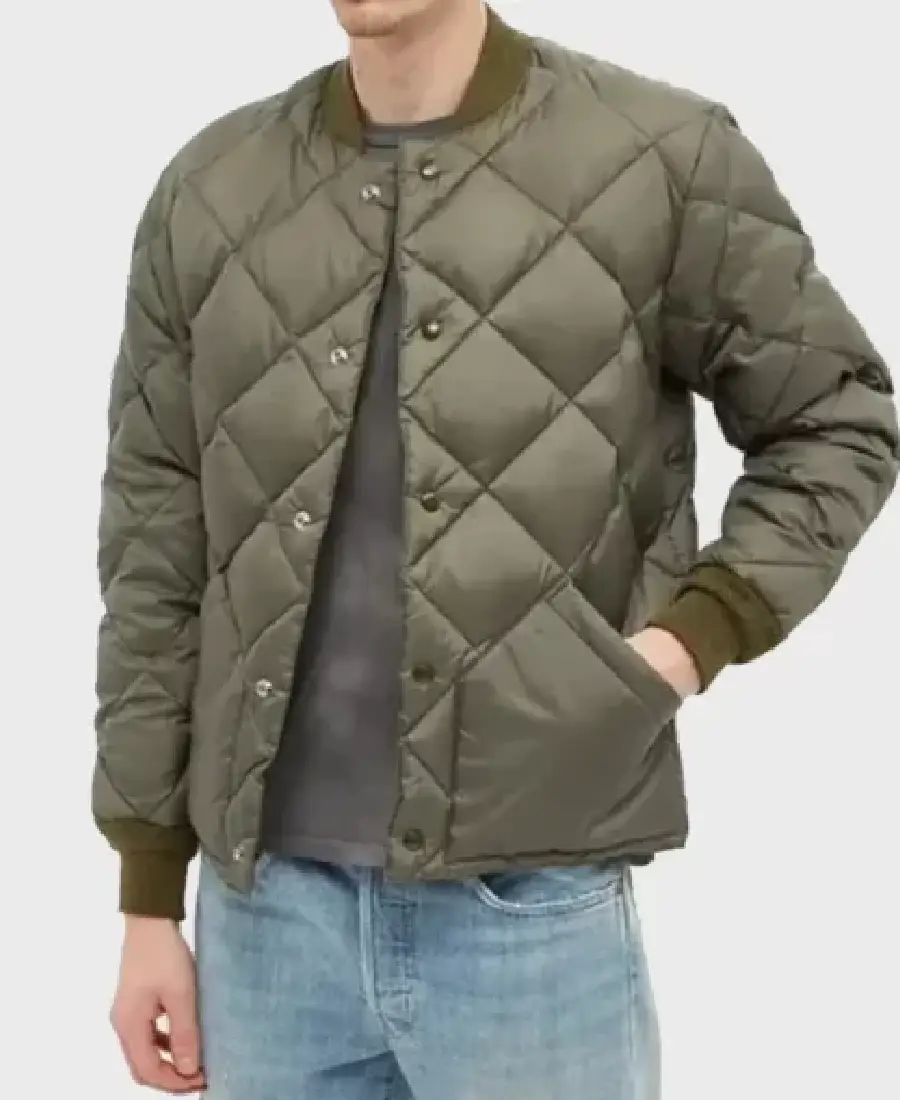Men's Olive Quilted Puffer Jacket