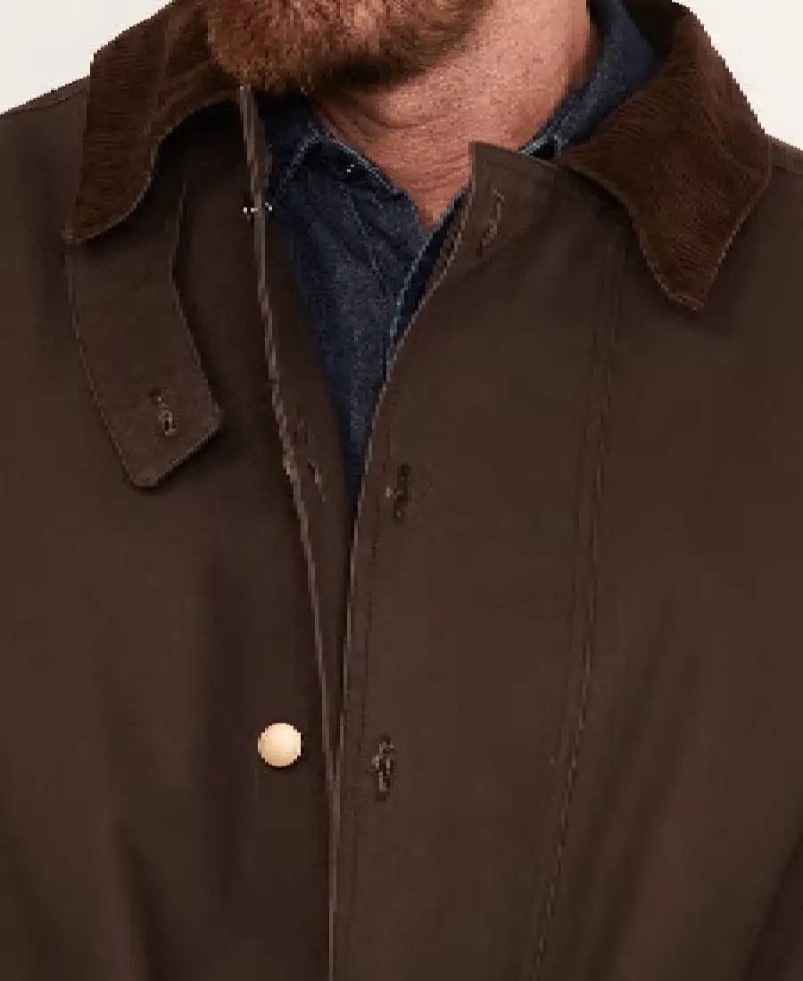 Men'S Brown Long Canvas Duster Coat 3 Men'S Brown Long Canvas Duster Coat - Image 3