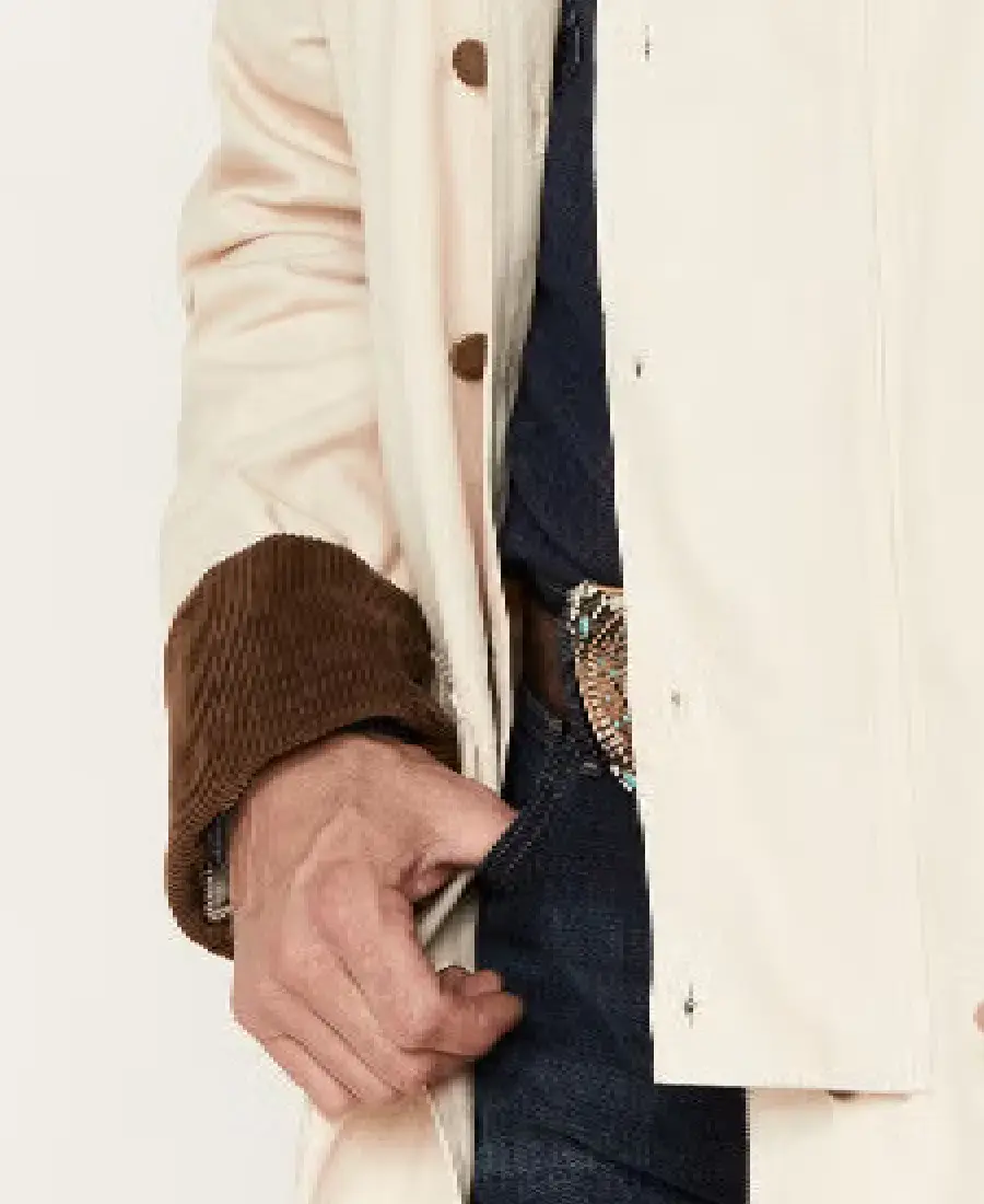 Men'S Brown Long Canvas Duster Coat 8 Men'S Brown Long Canvas Duster Coat - Image 8