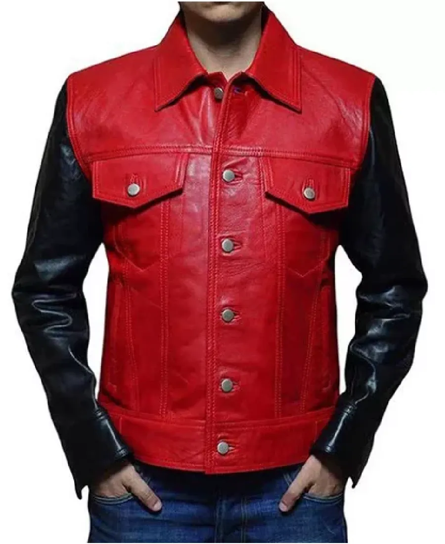 Men’s Red and Black Leather Jacket