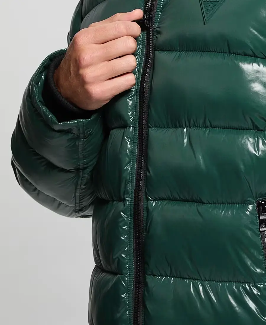 Men'S Shiny Hooded Puffer Jacket 4 Men'S Shiny Hooded Puffer Jacket Closure - Trendy Leather Jackets