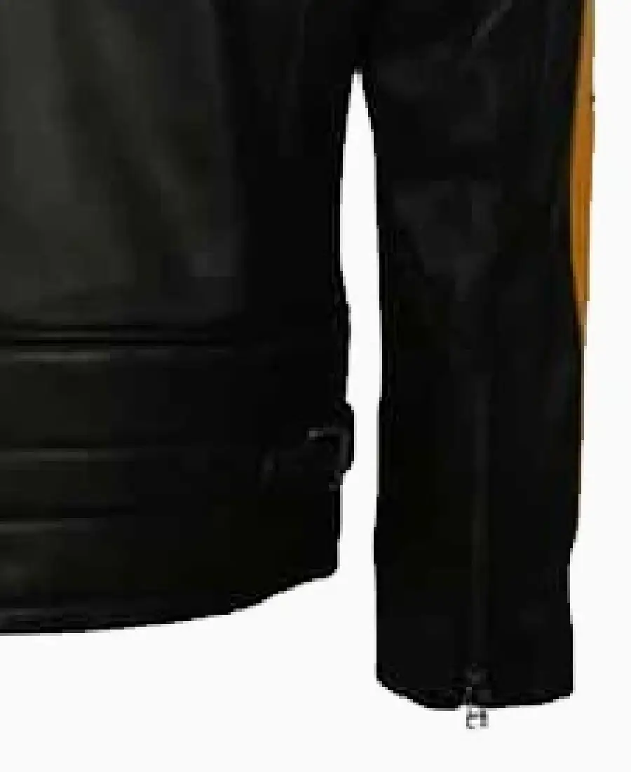 Men'S Yellow Star Cafe Racer Leather Jacket 4 Men'S Yellow Star Cafe Racer Leather Jacket Sleeves