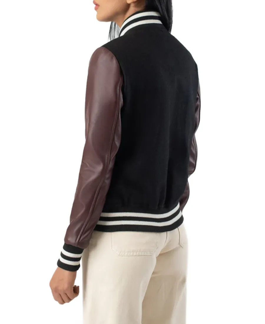 Alternative view of Women's Black and Brown Varsity Jacket