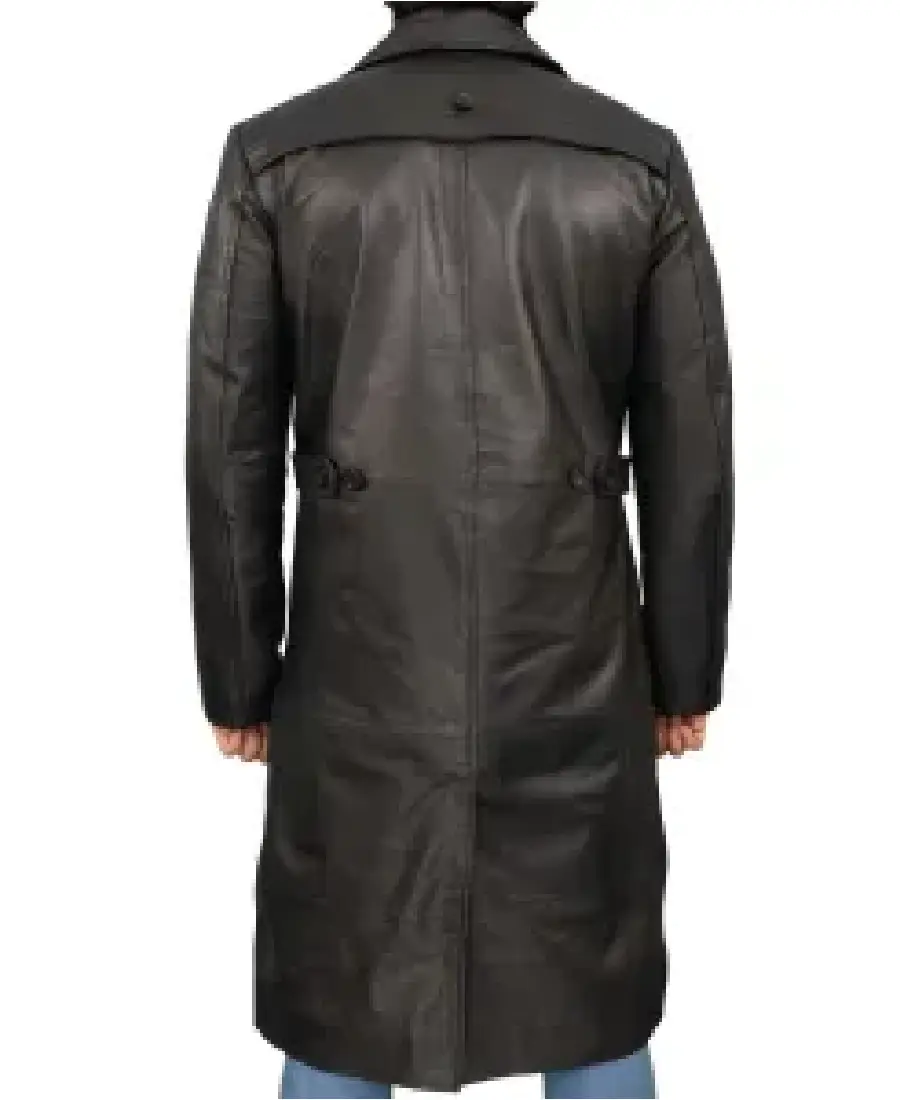 Alternative view of Men’s Classic Black Leather Duster Coat