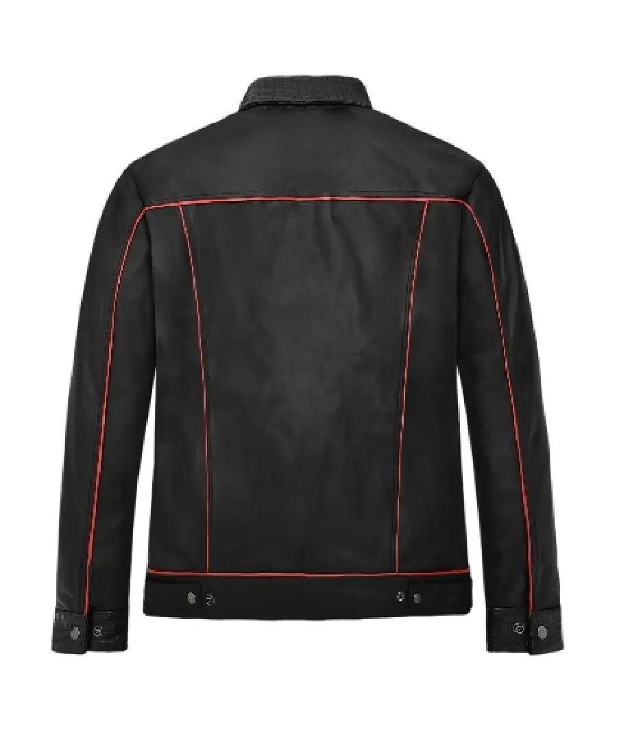 Shop The Men's Venom Piped Black Leather Jacket