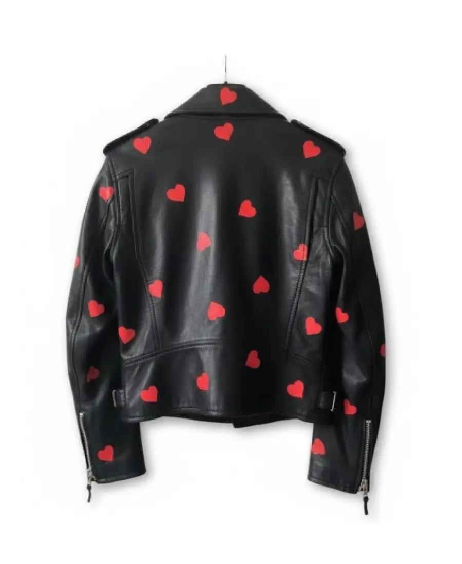 Women'S Heart Design Lapel Style Leather Jacket 2 Shop The Women'S Heart Design Lapel Style Leather Jacket