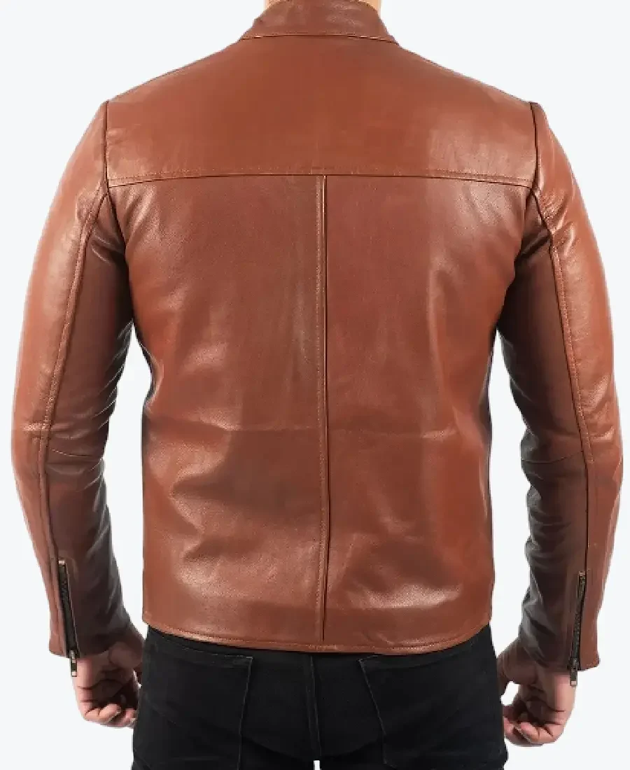 Shop The Yong Men’s Brown Leather Biker Jacket