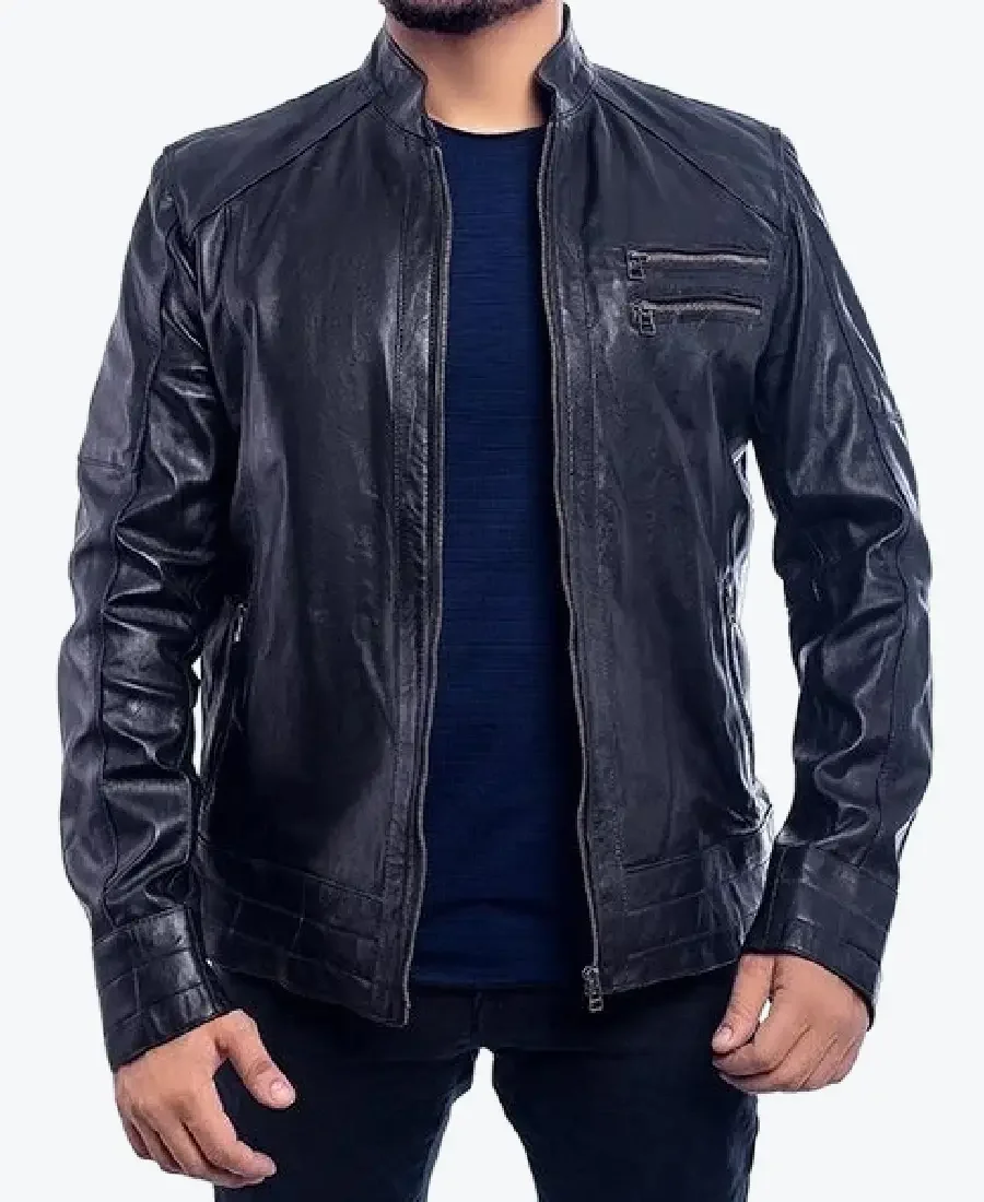 Trinidad Navy Biker Leather Jacket trinidad navy biker leather jacket