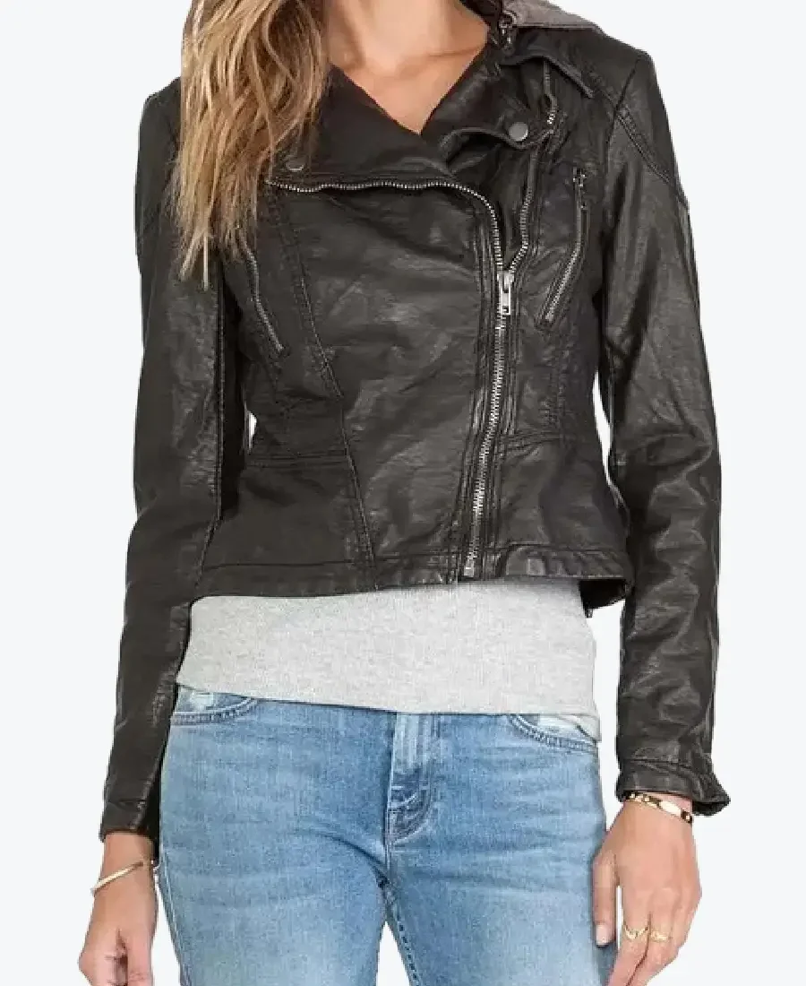 Women’s Black Hooded Leather Jackets Rare Jacket