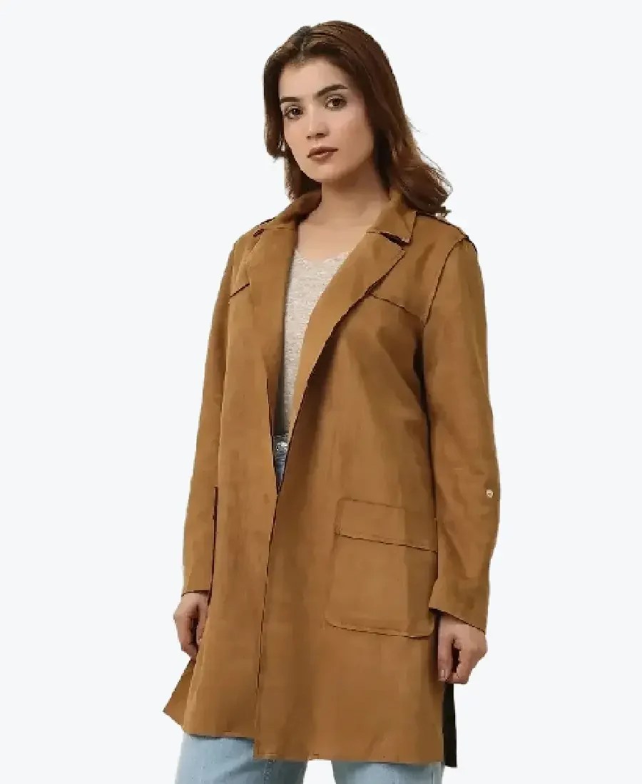 Women’s Brown Longline Cotton Coat women’s brown longline cotton coat - rare jackets