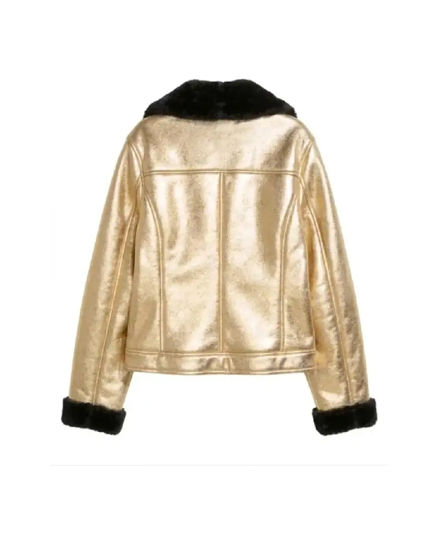 Alternative View Of Women'S Gold Black Shearling Aviator Jacket