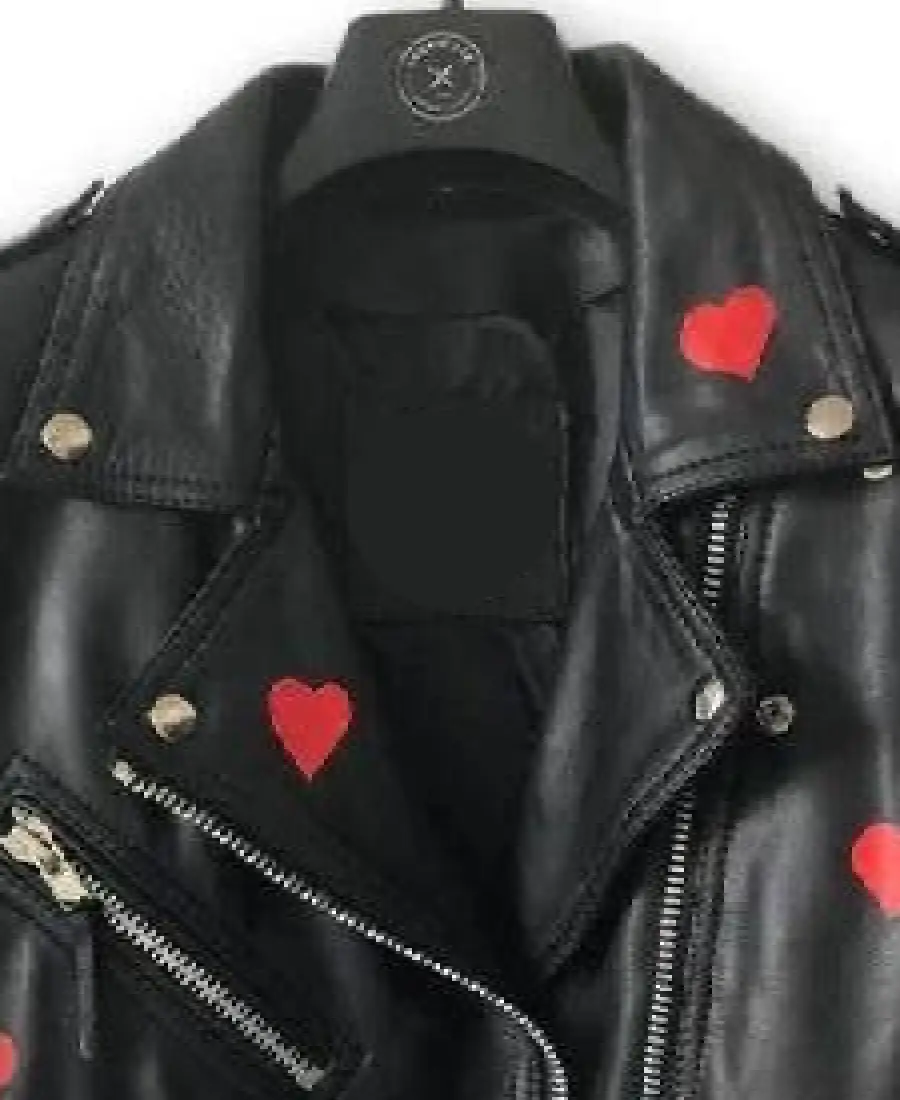 Women'S Heart Design Lapel Style Leather Jacket 3 Women'S Heart Design Lapel Style Leather Jacket Collar