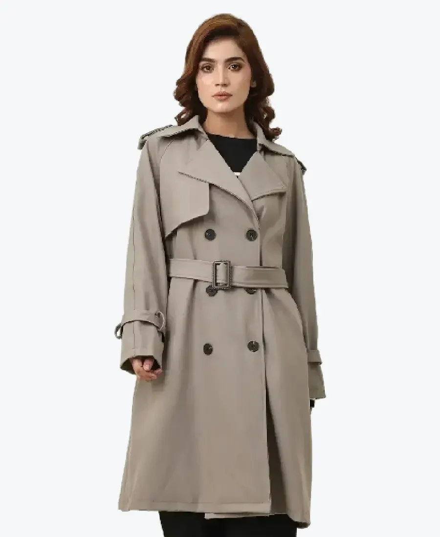 Women'S Khaki Belted D-Ring Cotton Coat women's khaki belted d-ring cotton coat - rare jackets