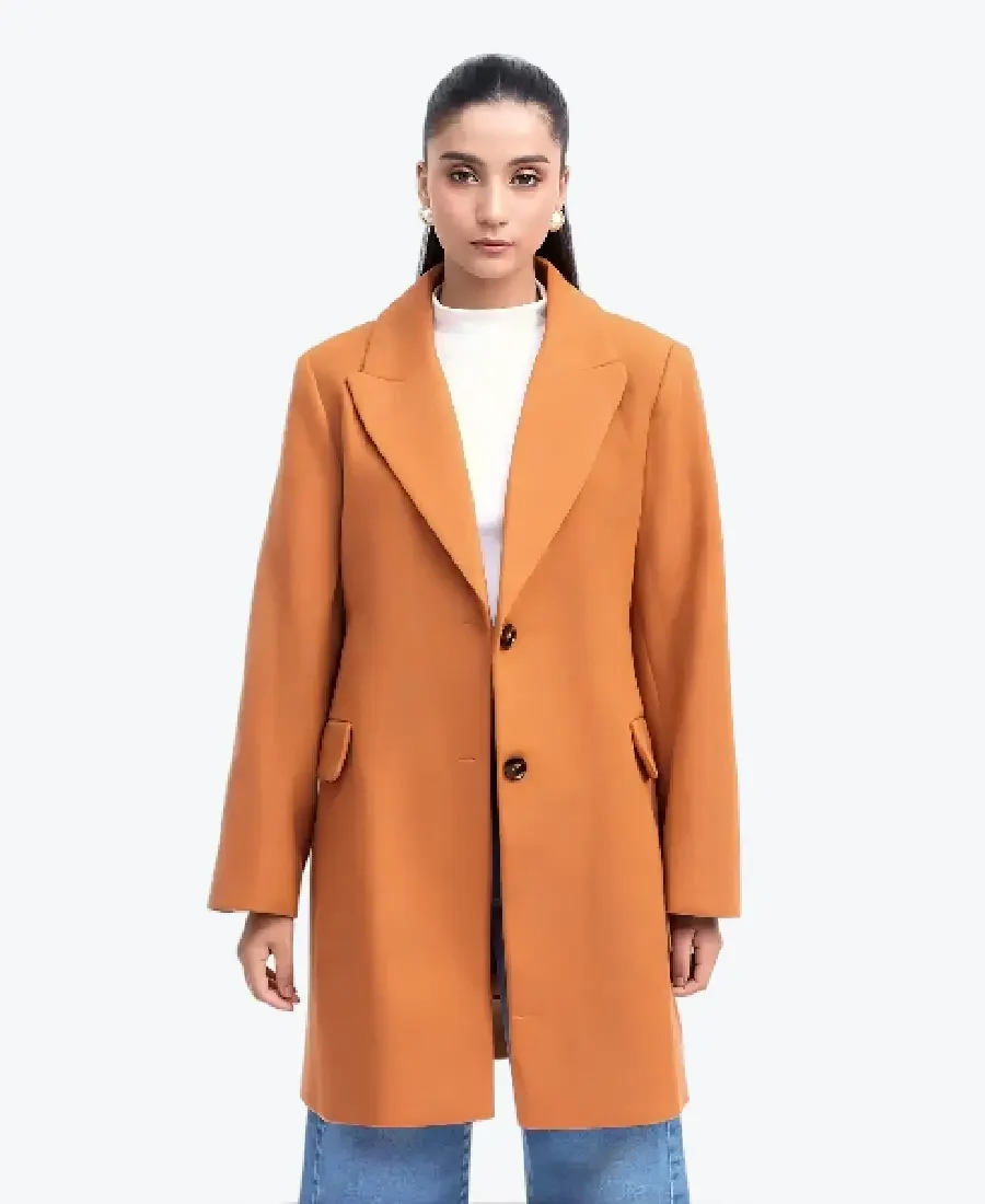 Women’s Orange Relaxed Fit Wool Coat women’s orange relaxed fit wool coat - rare jackets