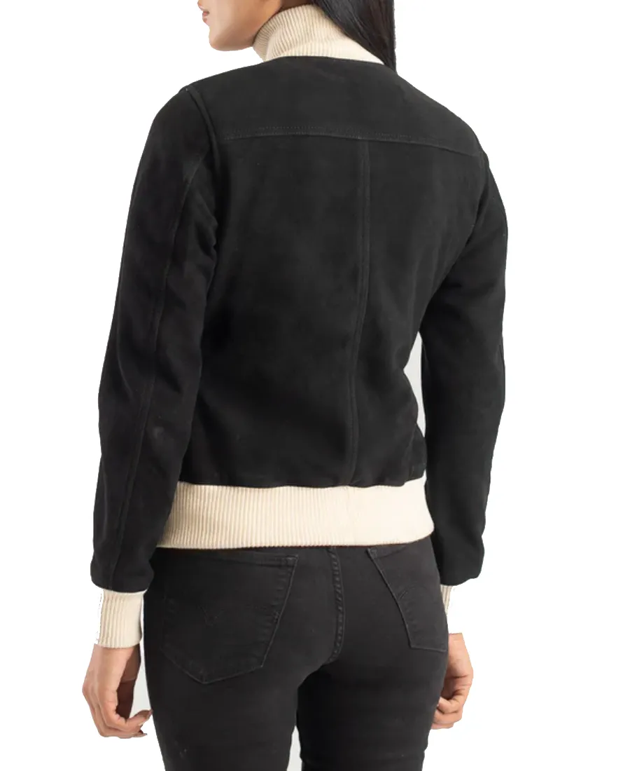 Alternative view of Women's Black Suede Bomber Jacket
