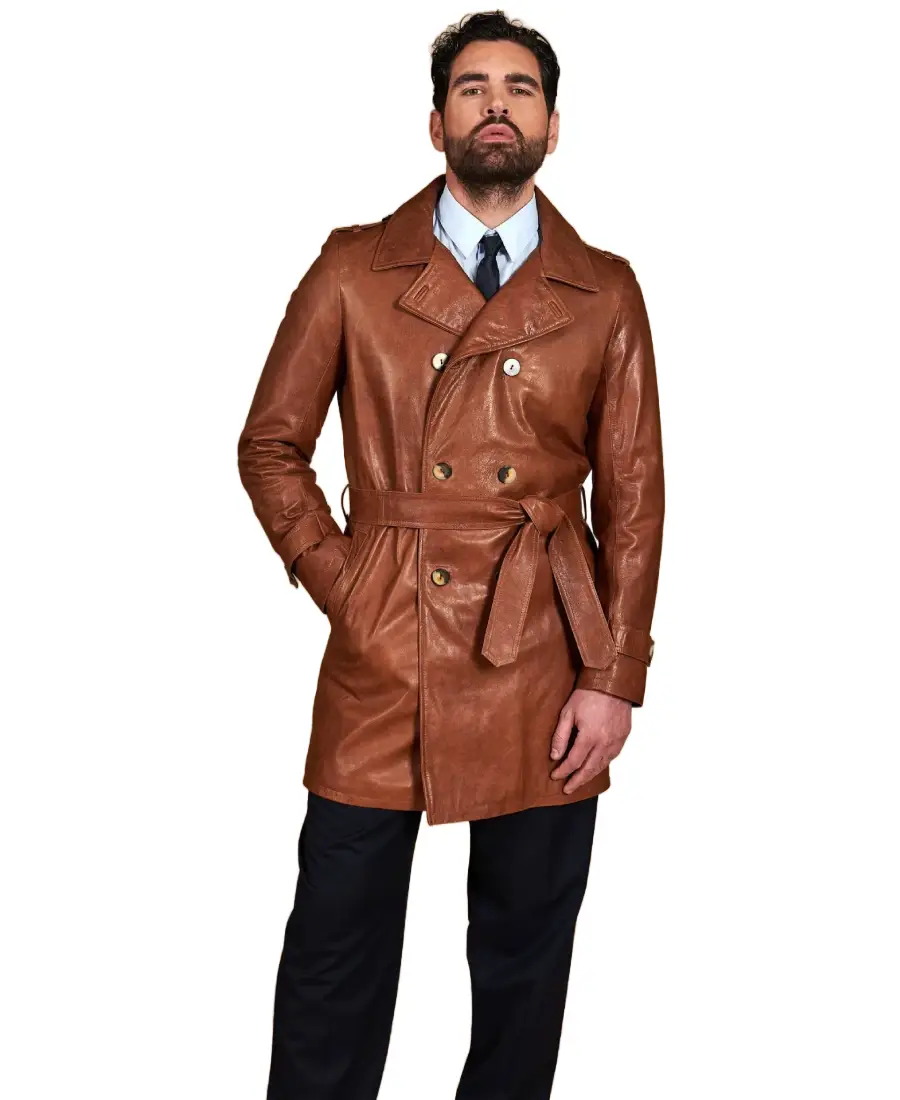 Men'S Brown Vintage Leather Coat 3 Men'S Brown Vintage Leather Coat Front - Trendy Leather Jackets