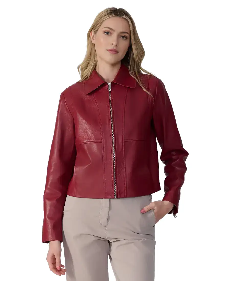 Women Red Leather Jacket 3 Women Red Leather Jacket Front - Trendy Leather Jackets