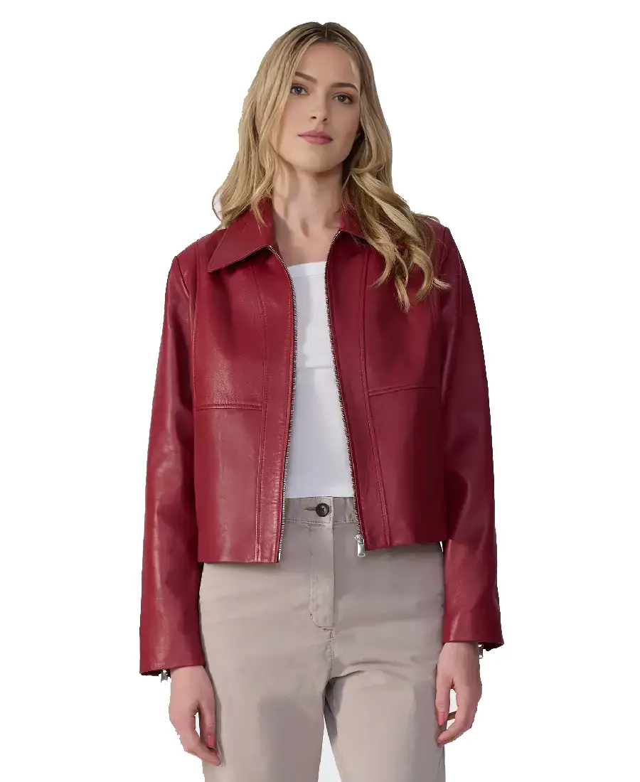Women Red Leather Jacket 1 Women Red Leather Jacket - Trendy Leather Jackets