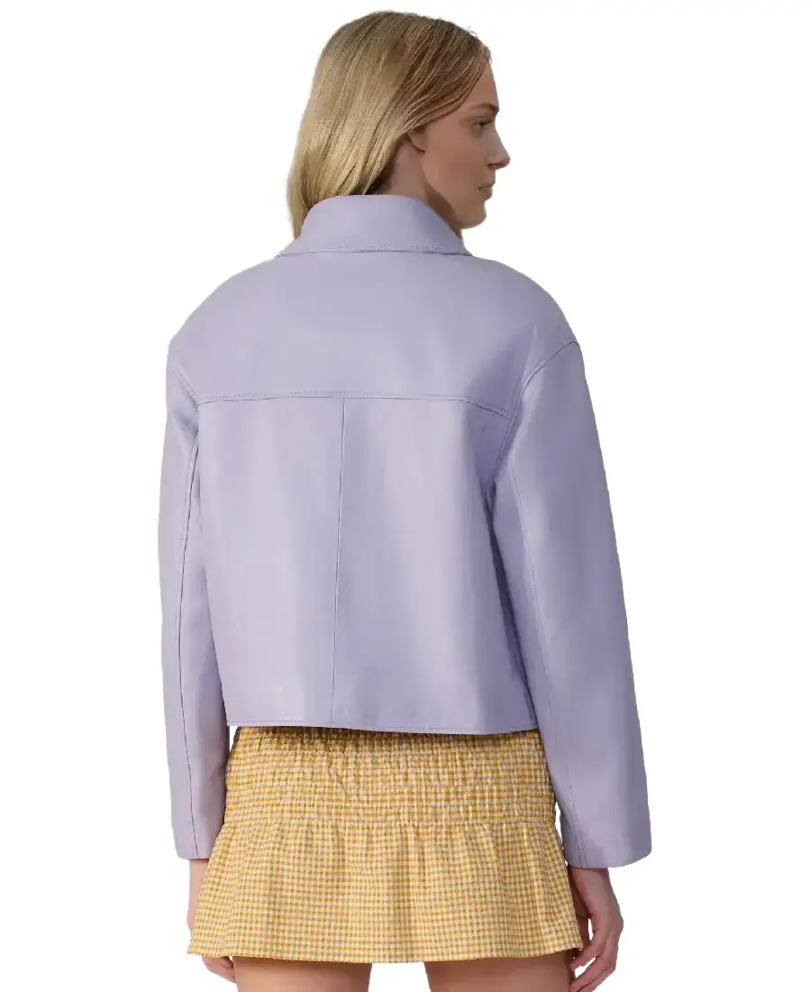 Ella Women Purple Leather Jacket Back - Trendy Leather Jackets