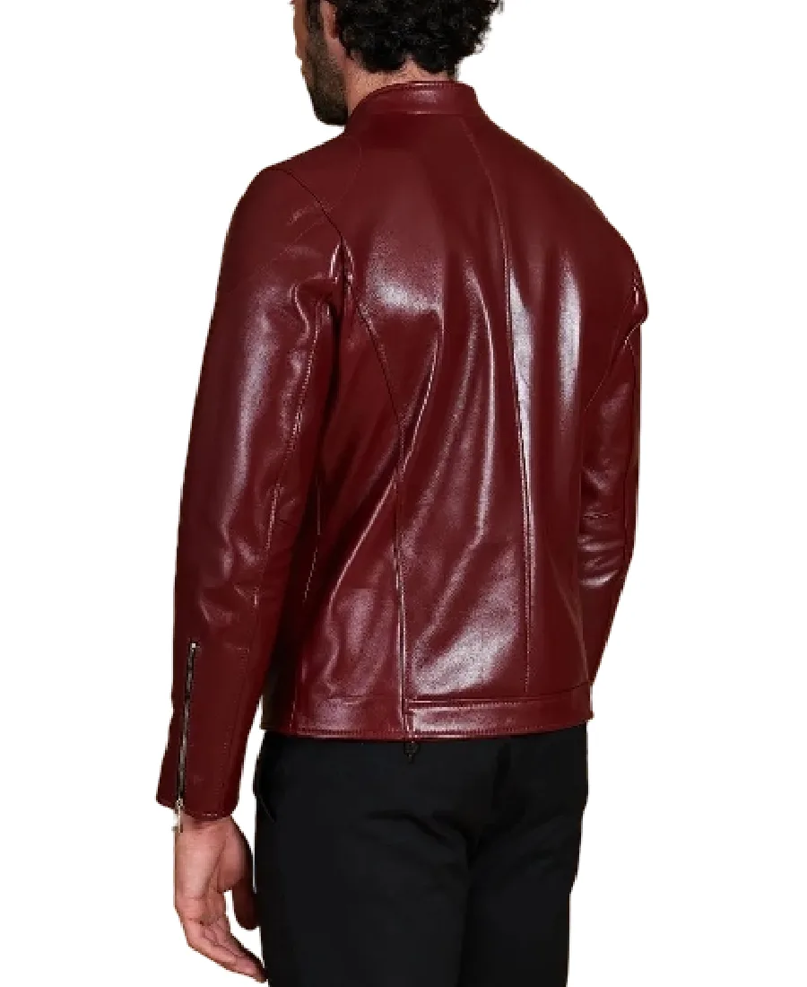Shop The Men's Anchor Maroon Nappa Vegan Leather Jacket - Trendy Leather Jackets