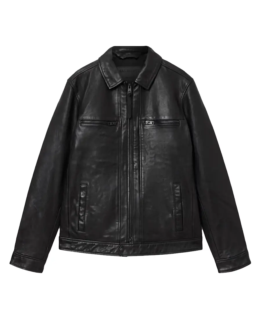 Men'S Black Luck Leather Jacket 4 Men'S Black Luck Leather Jacket Front Side - Trendy Leather Jackets