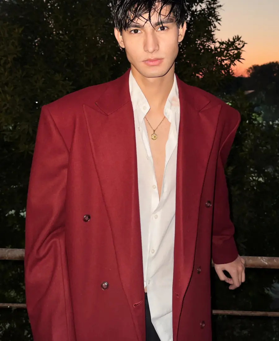 Men's Classic Maroon Long Coat Front - Trendy Leather Jackets