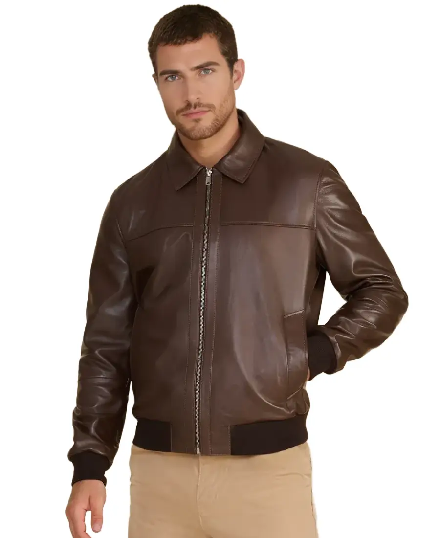 Men's Mason Leather Bomber Jacket - Trendy Leather Jackets