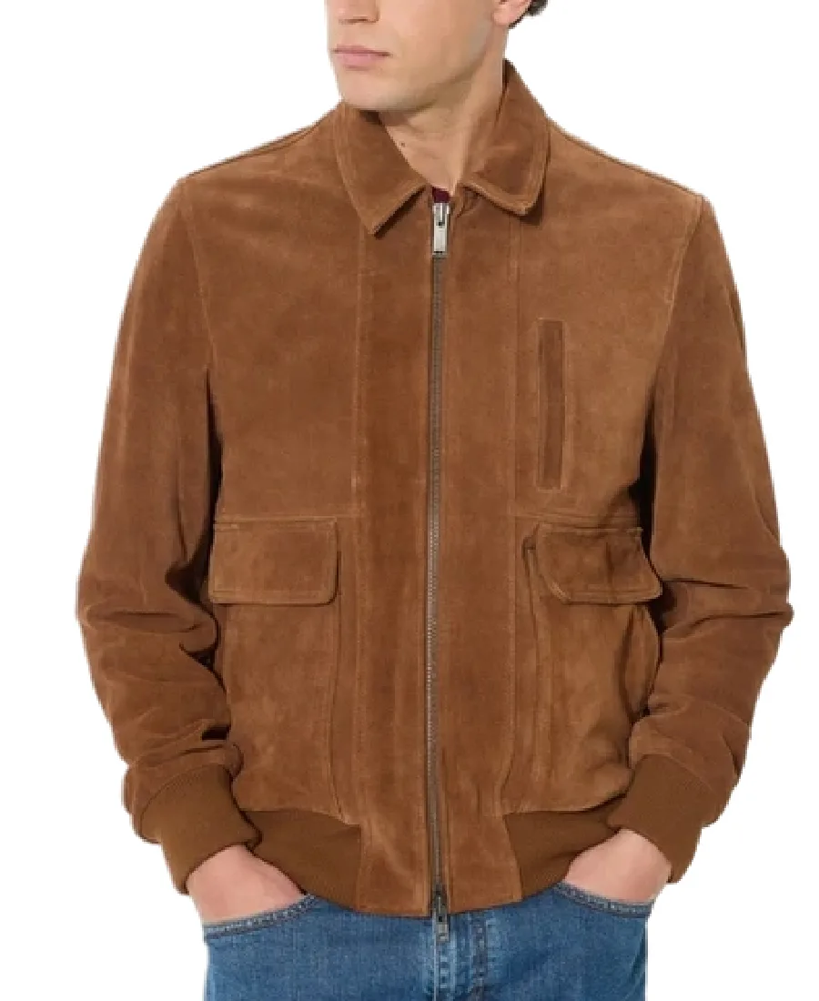 Men'S Paulo Brown Suede Leather Jacket 3 Men'S Paulo Brown Suede Leather Jacket Front - Trendy Leather Jackets