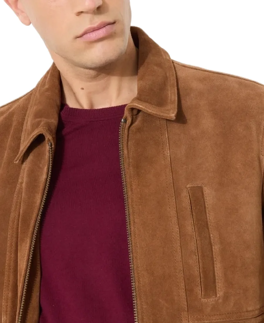 Men'S Paulo Brown Suede Leather Jacket 4 Men'S Paulo Brown Suede Leather Jacket Collar - Trendy Leather Jackets