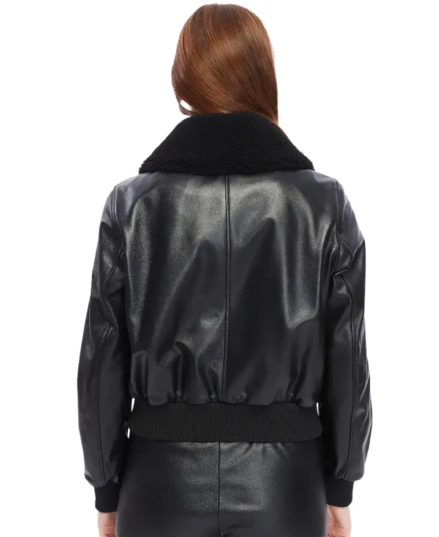Shop The Florence Black Leather Bomber Jacket - Trendy Leather Jackets
