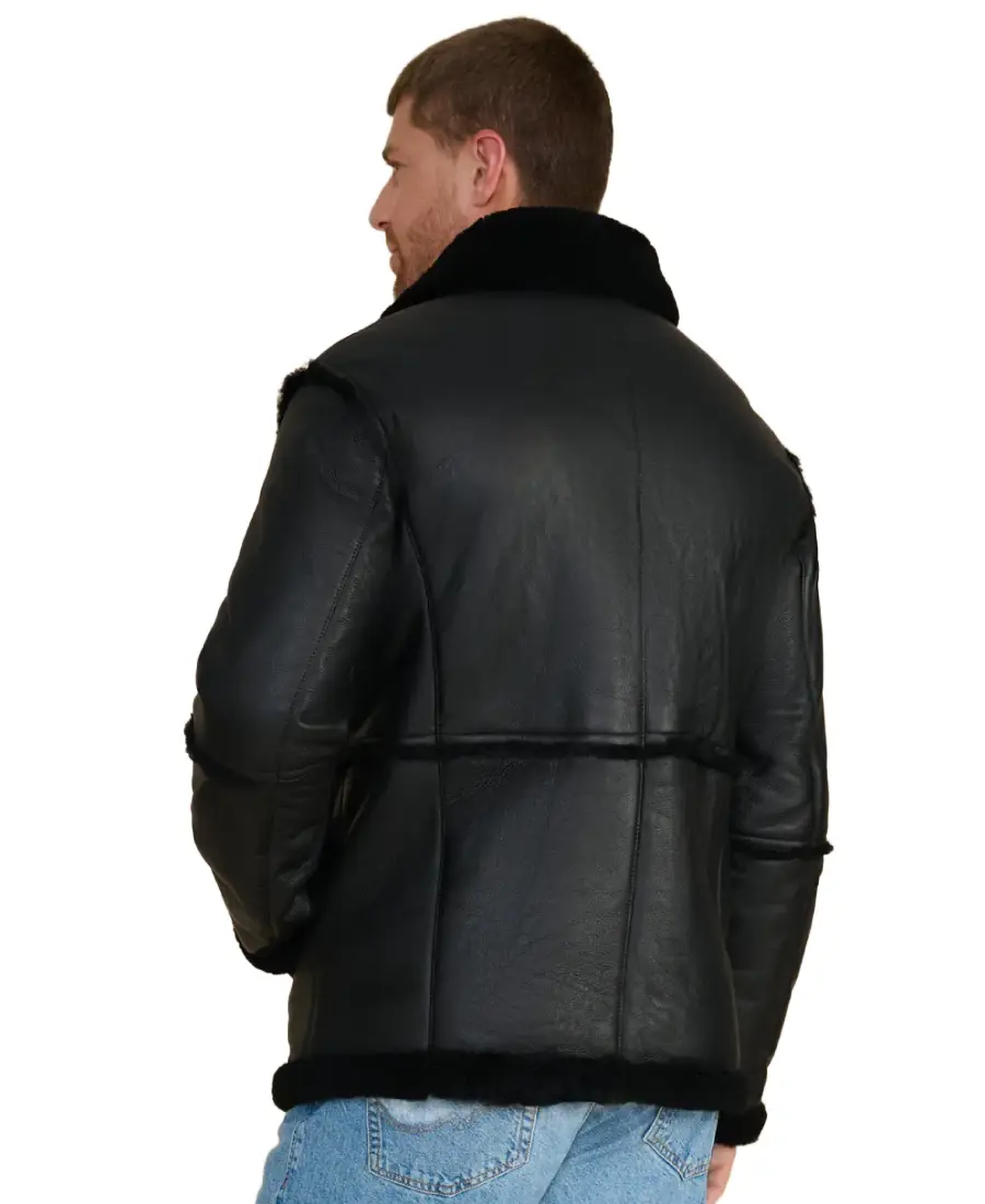 George Black Shearling Leather Jacket 2 Shop The George Black Shearling Leather Jacket - Trendy Leather Jackets