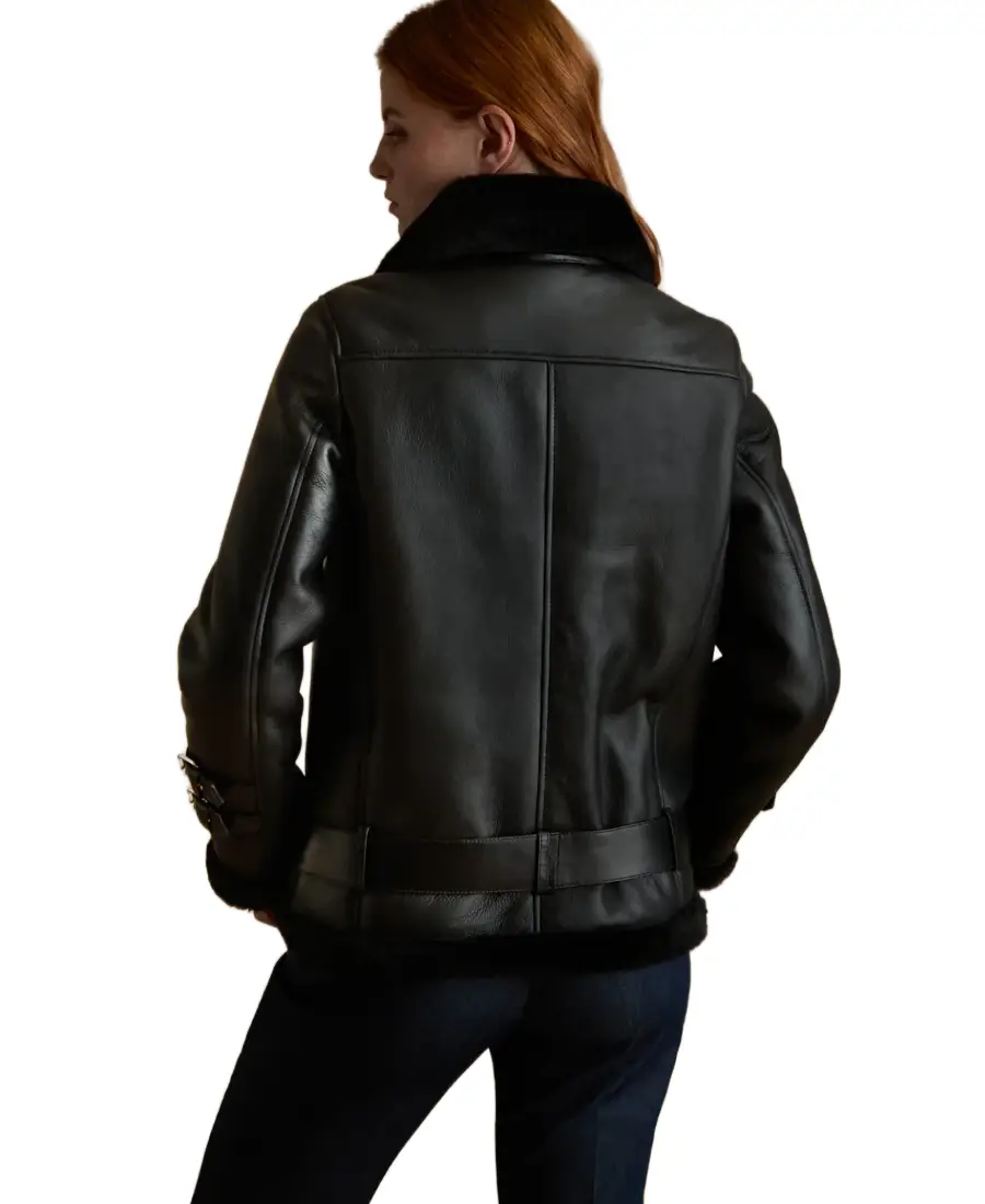 Shop The Harriet Black Shearling Leather Jacket - Trendy Leather Jackets