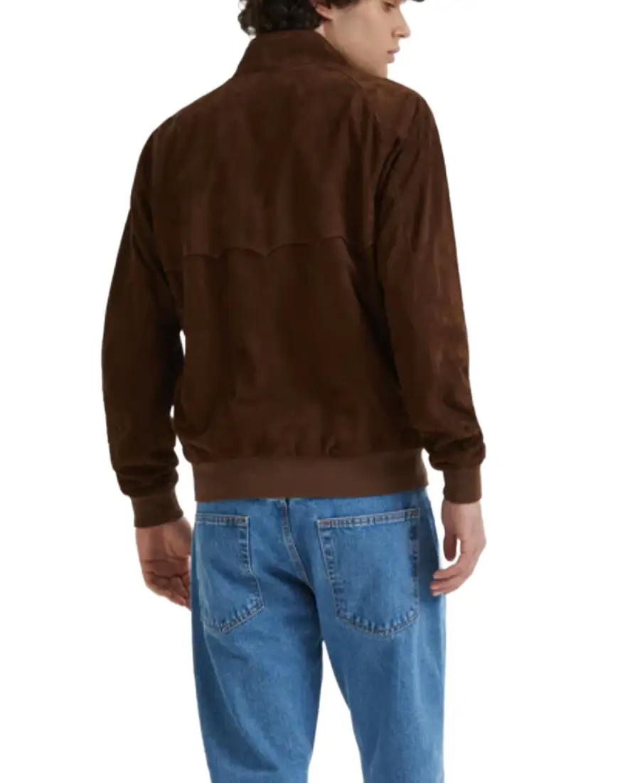 Shop The Premium Chocolate Brown G9 Harrington Suede Jacket - Grey - Trendy Leather Jackets