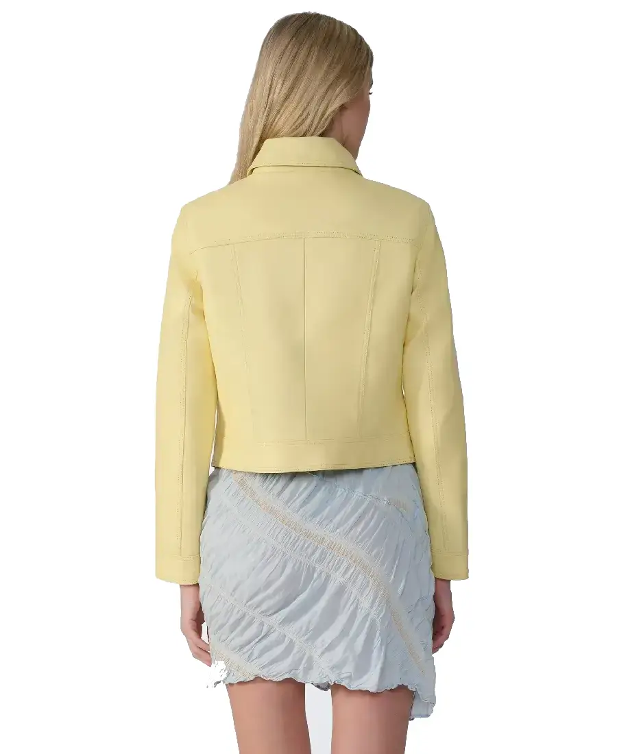 Shop The Women Flora Yellow Leather Jacket - Trendy Leather Jackets