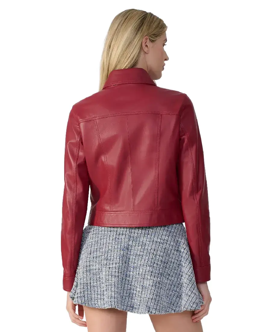 Shop The Women's Flora Red Leather Jacket - Trendy Leather Jackets