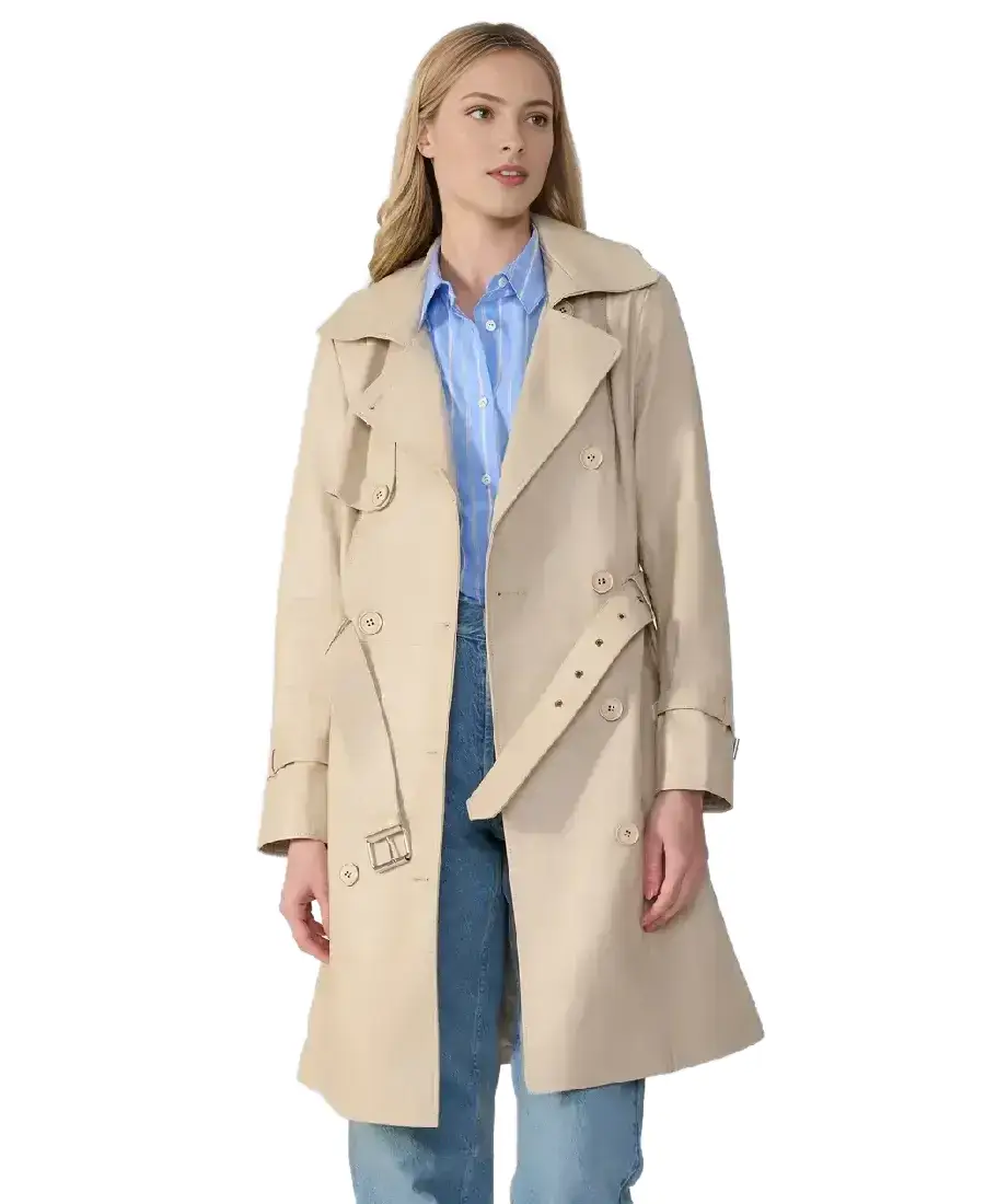 Soho Beige Leather Trench Coat 3 Soho Beige Leather Trench Coat - Trendy Leather Jackets