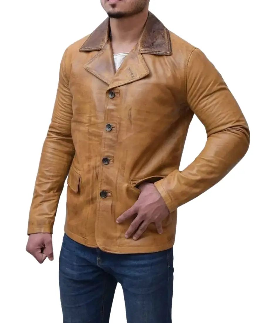 Men'S Plain Brown Leather Coat 3 Men'S Plain Brown Leather Coat