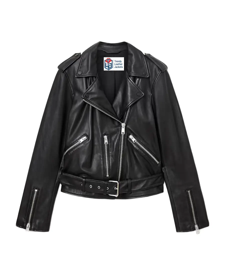 Women Black Biker Vegan Leather Jacket 4 Women Black Biker Vegan Leather Jacket Front Side - Trendy Leather Jackets